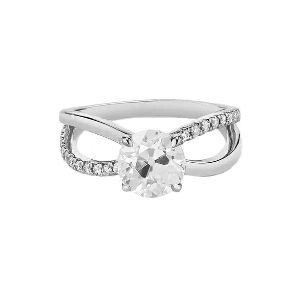  Women Jewelry Sparkling Unique Solitaire Ring with Accents White Gold Diamond 