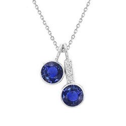 Round Blue Sapphire Pendant With Chain Ladies Jewelry 2.25 Carats