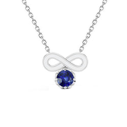 Round Blue Sapphire Solitaire Pendant Necklace Infinity Style 1 Carat