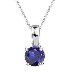 Round Blue Sapphire Solitaire Pendant With Bail 4 Prong Set 2 Carats