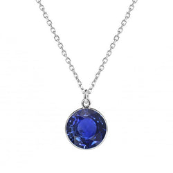 Round Blue Sapphire Solitaire Pendant With Bail Necklace 2 Carats