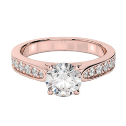 Round Brilliant Cut 3.40 Carats Diamond Engagement Ring Rose Gold 14K