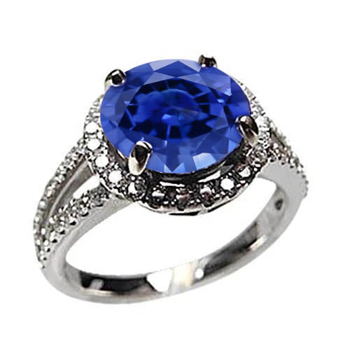 Round Brilliant Cut & Sri Lanka Sapphire Best Quality Diamond Ring