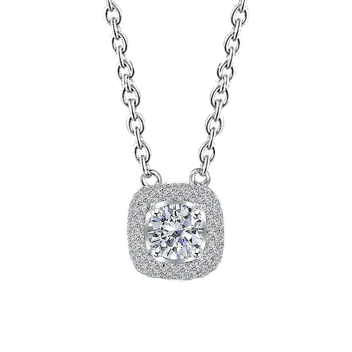 Round Brilliant Cut Lab Grown Diamond Pendant Necklace 1.50 Carat White Gold 14K