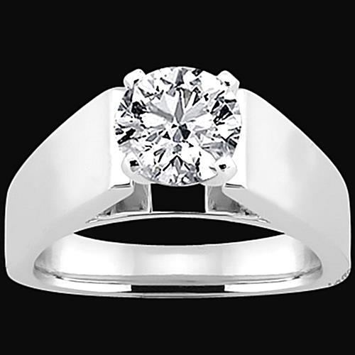 Round Brilliant Euro Shank Diamond Solitaire Ring White Gold