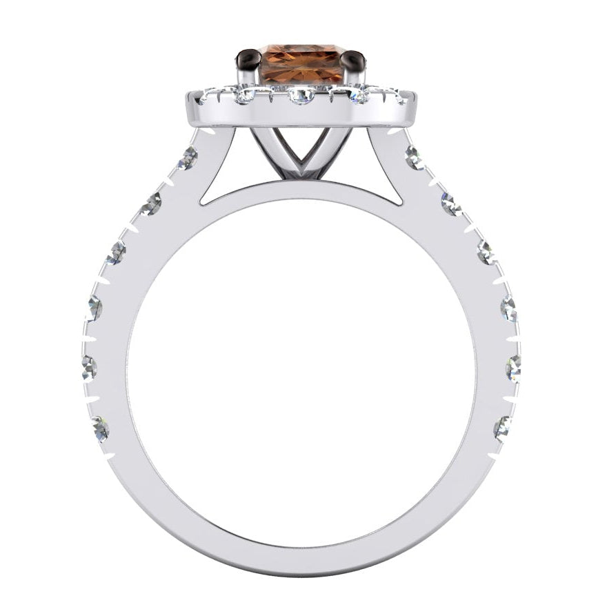 Round Cut Brown Diamond Halo Engagement Ring
