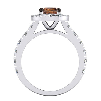 Round Cut Brown Diamond Halo Engagement Ring