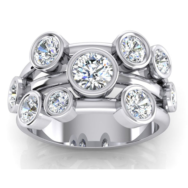 Round Bubble Diamond Ladies Ring Bezel Set