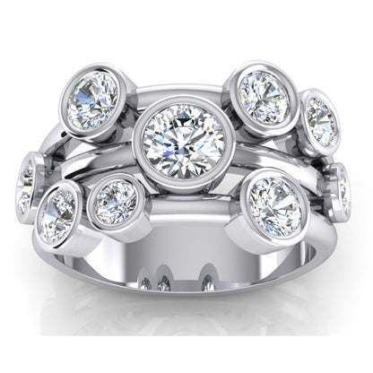Round Bubble Diamond Ladies Ring Bezel Set