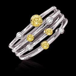 Round Canary Yellow Diamond Band Split Shank F VS1