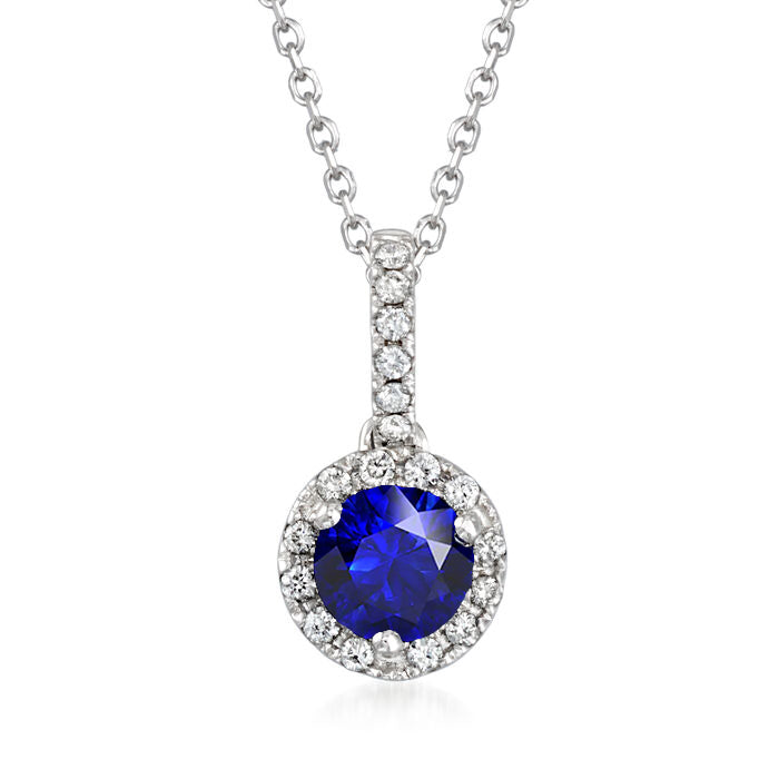  Halo Pendant Gold Ceylon Sapphire & Diamond