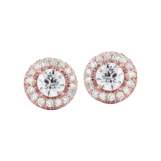 Lady’s Brilliant Engagement White Gold Diamond Studs Halo Earrings