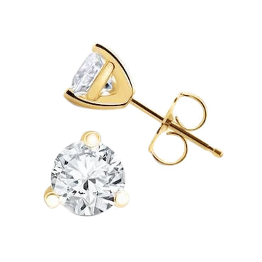 Yellow Gold New Fancy Princess Cut Style White Gold Diamond Stud Earrings