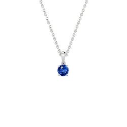 Round Cut Ceylon Sapphire Diamond Pendant Necklace 2 Carat WG 14K