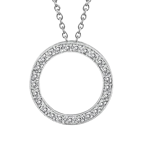 Round Cut Natural Earth Mined Diamond Circle Pendant Necklace 2.50 Carat White Gold 14K