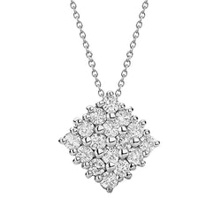 Round Cut Diamond Cluster Pendant Necklace 4 Carat White Gold 14K