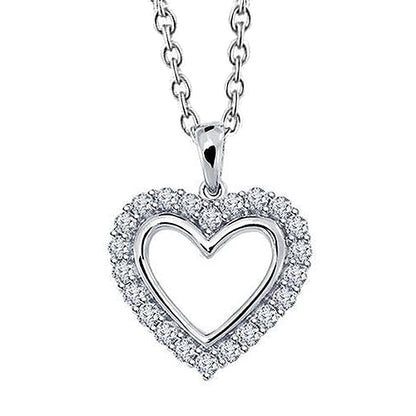 Round Cut Natural Earth Mined Diamond Heart Style Pendant Solid White Gold 14K 2.20 Ct