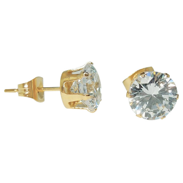 Products Round Cut Diamond Lady Stud Earring 4 Carats Yellow Gold 14K