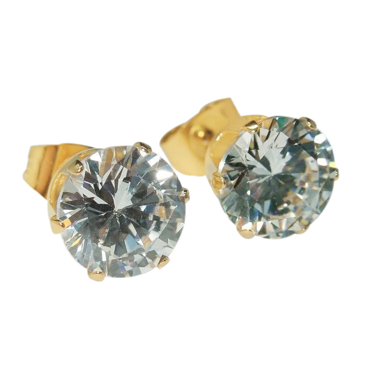 Round Cut CERTIFIED Lab Grown Diamond Lady Stud Earring 4 Carats Yellow Gold 14K