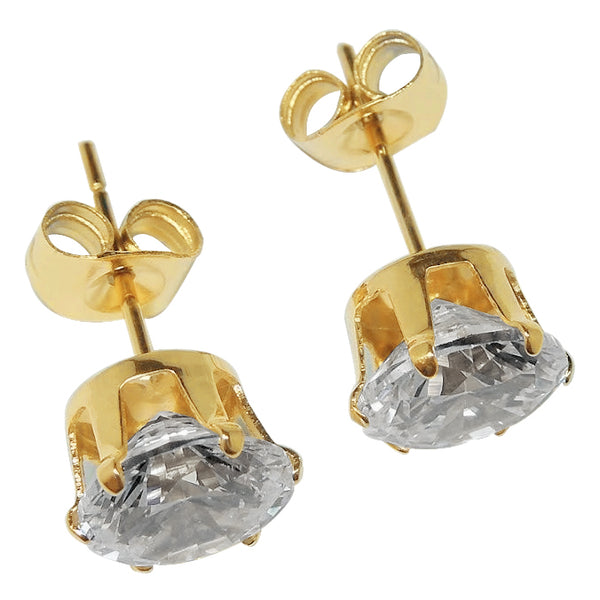 Products Round Cut Diamond Lady Stud Earring 4 Carats Yellow 