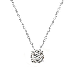 Round Cut Diamond Necklace Pendant 2 Ct White Gold 14K