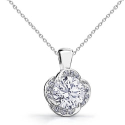Round Cut Diamond Pendant Necklace 2.60 Carats White Gold 14K