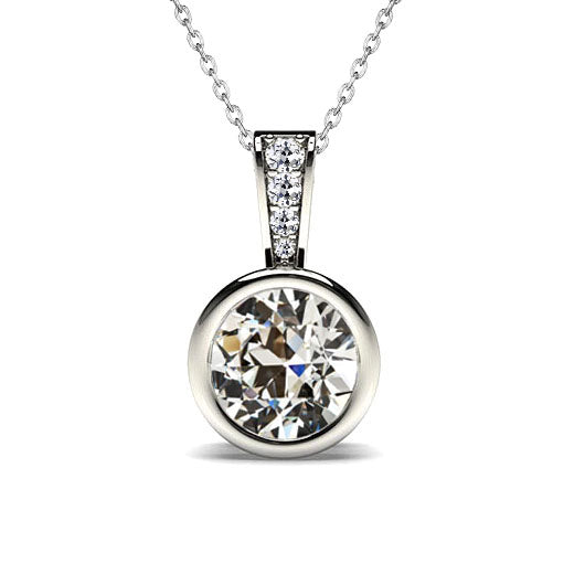 Round Cut Diamond Pendant 1.50 Ct Old Miner Ladies Jewelry 