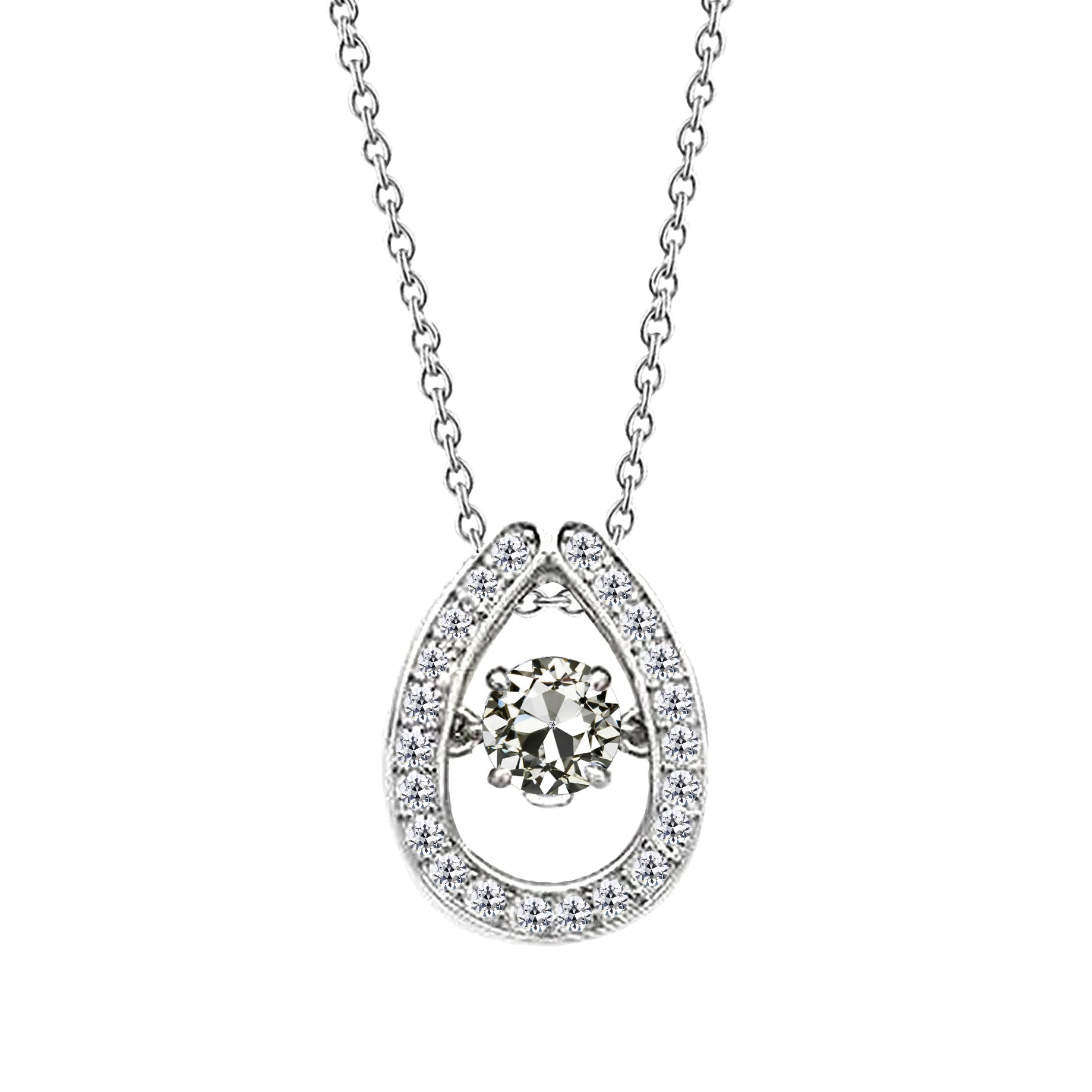 natural round diamond 2ct pendant front view