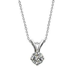Round Cut Diamond Solitaire Necklace Pendant White Gold 14K 1 Ct.