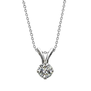 Round Cut Diamond Solitaire Necklace Pendant White Gold 14K 1 Ct.