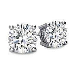 Round Cut Natural Earth Mined Diamond Stud Earrings 2.30 Carats Solid White Gold 14K