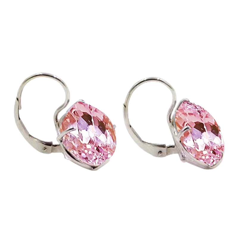  womans stylish weeding  Round Cut Pink Kunzite White Gold 14K Women Dangle Earring