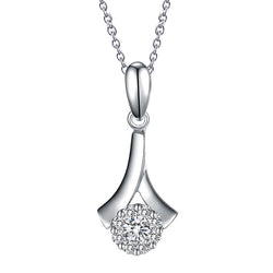 Round Cut Sparkling Diamond Pendant Necklace 3.50 Carat White Gold 14K