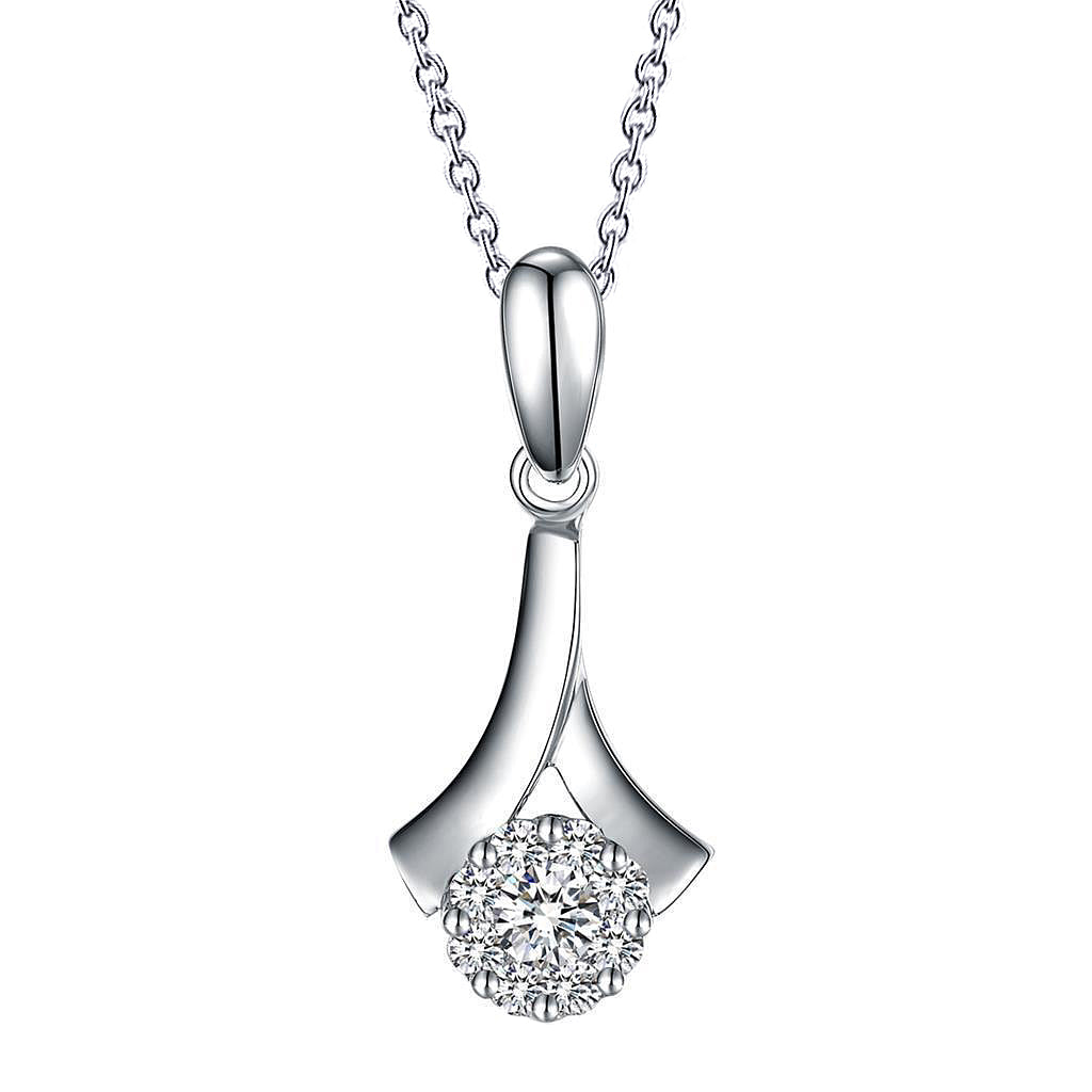 Round Cut Sparkling Lab Grown Diamond Pendant Necklace 3.50 Carat White Gold 14K