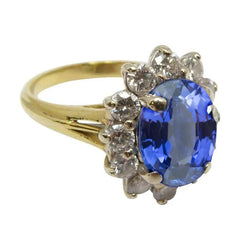 Round Cut Sri Lanka Blue Sapphire Diamonds 3 Ct Ring