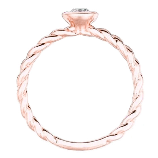 Pink Rose Brilliant Cut Bezel Unique Solitaire White Gold Diamond Anniversary Ring 