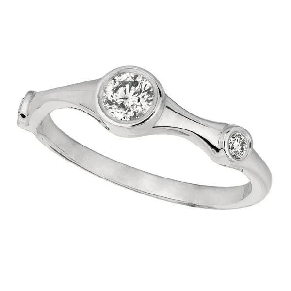 Round Diamond 0.60 Carats Bubble Ring White Gold 14K Bezel Setting 