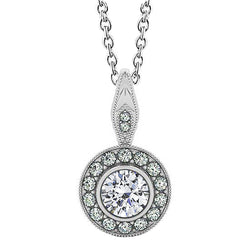 Round Diamond 1.50 Carat Pendant Necklace Without Chain White Gold 14K