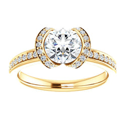 Natural  Round Diamond Engagement Ring 1.85 Carats Yellow Gold 14K Jewelry New