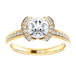 Round Natural Earth Mined Diamond Engagement Ring 1.85 Carats Yellow Gold 14K Jewelry New