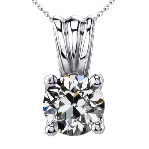 Round Diamond Gold Pendant 3 Ct Old Miner Prong Set