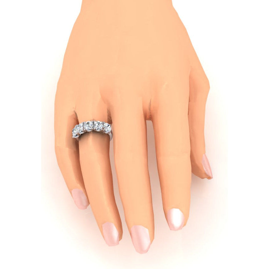 Round Diamond Half Eternity Band U prongs