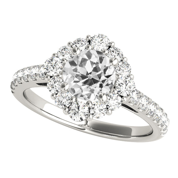 Round Diamond Halo Ring Old European