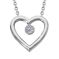 Round Diamond Heart Shape Pendant 0.50 Ct White Gold 14K