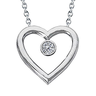 Round Natural Earth Mined Diamond Heart Shape Pendant 0.50 Ct White Gold 14K