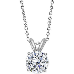 Round Genuine Natural Earth Mined Diamond Necklace Pendant 1.20 Carats Jewelry 14K White Gold