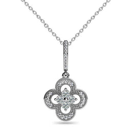 Round Natural Earth Mined Diamond Necklace Pendant With Chain 1.50 Carats White Gold 14K