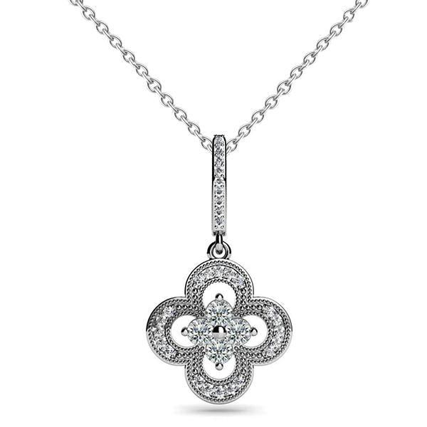 Round Diamond Necklace Pendant With Chain 