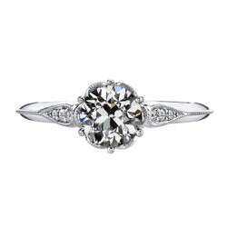 Round Mined Diamond Old Cut Filigree Flower Style Ring 2.50 Carats