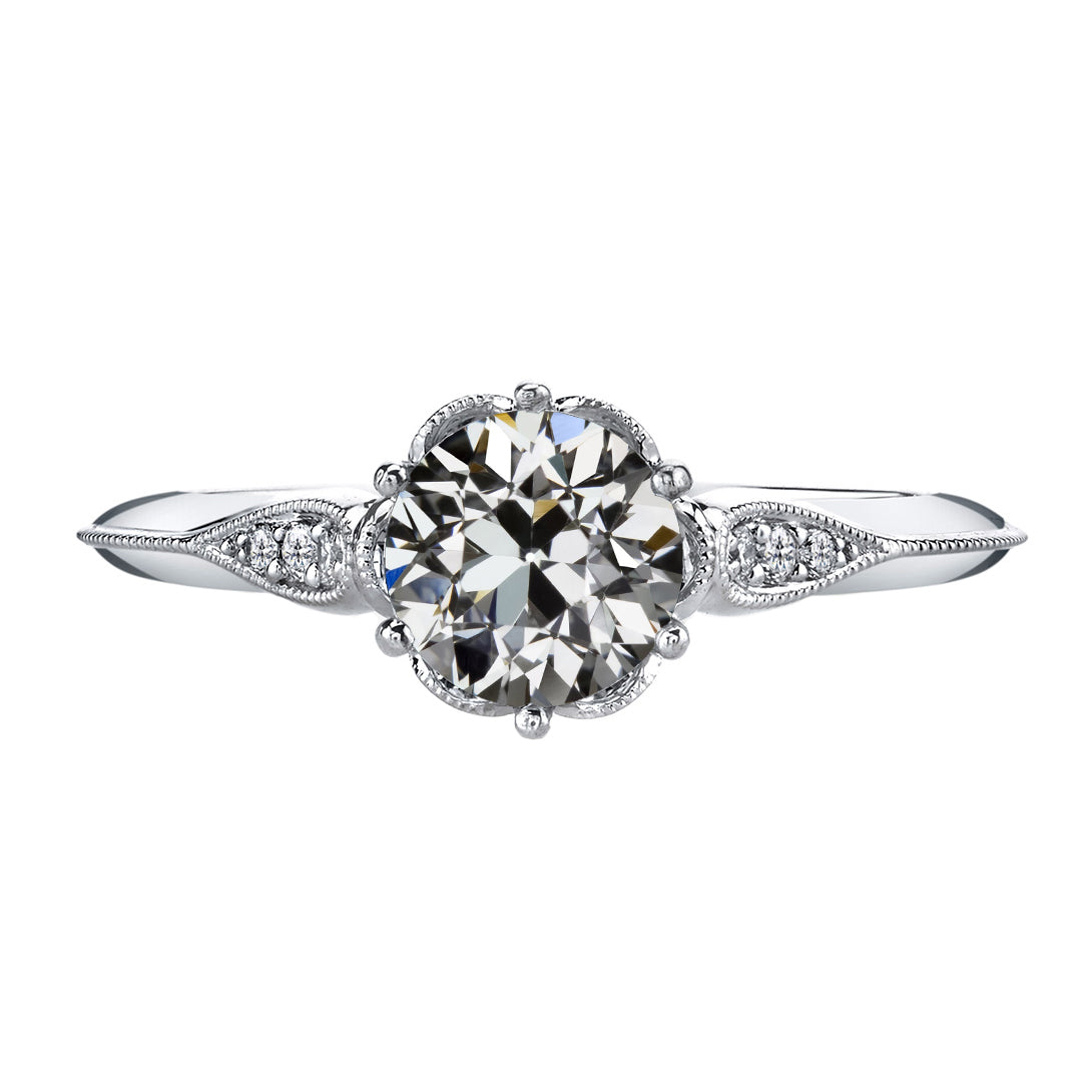 Round Diamond Old Cut Filigree Flower Style Ring 2.50 Carats
